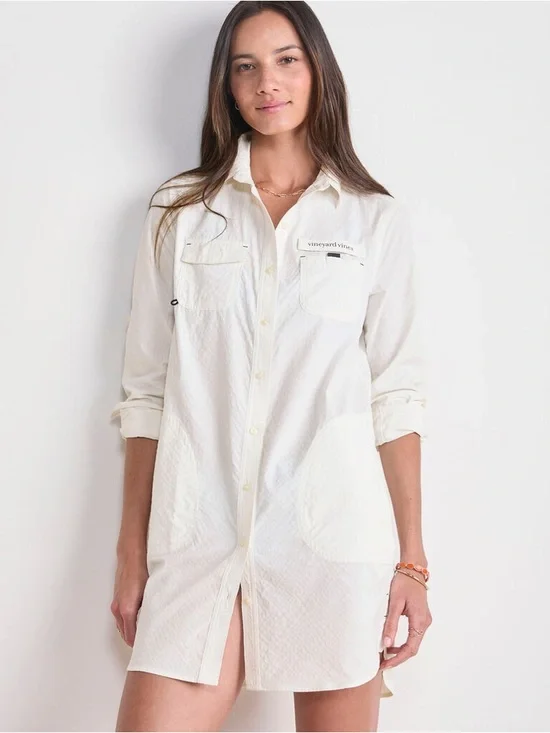 NWT Vineyard Vines Harbor Shirt Cover-Up | White Cap | Size 10 - Picture 1 of 6